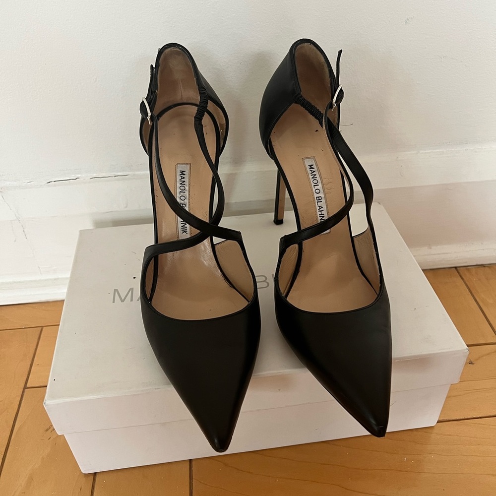 Manolo Blahnik crossed heels